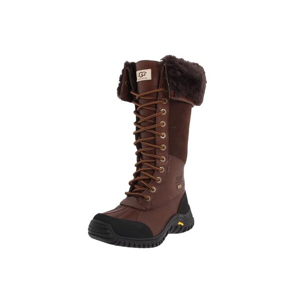 UGG Adirondack Tall Obsidian Brown Leather Suede Boots - Picture 1 of 5